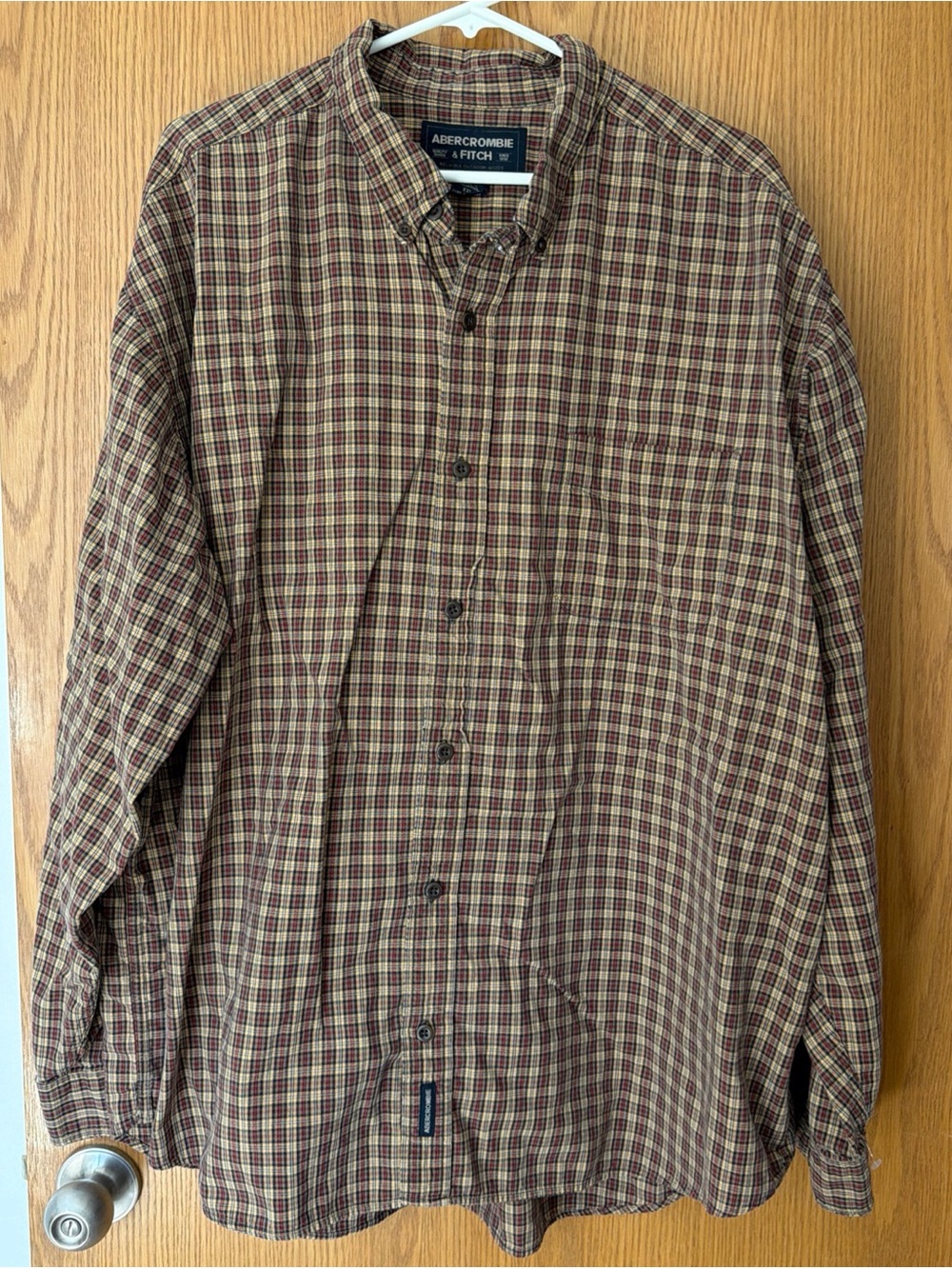 Vintage Abercrombie & Fitch The Big Shirt Tan Brown Button Down Men’s Size XXL